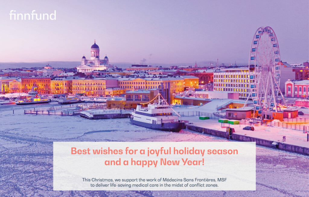 Aerial wintery photo of the city of Helsinki